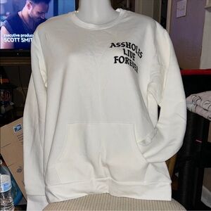 BNWOT ASSHOLES LIVE FOREVER White Graphic Sweatshirt SMALL